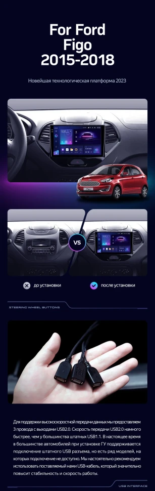 Штатная магнитола Teyes CC3 2K 4/32 Ford Figo (2015-2018)