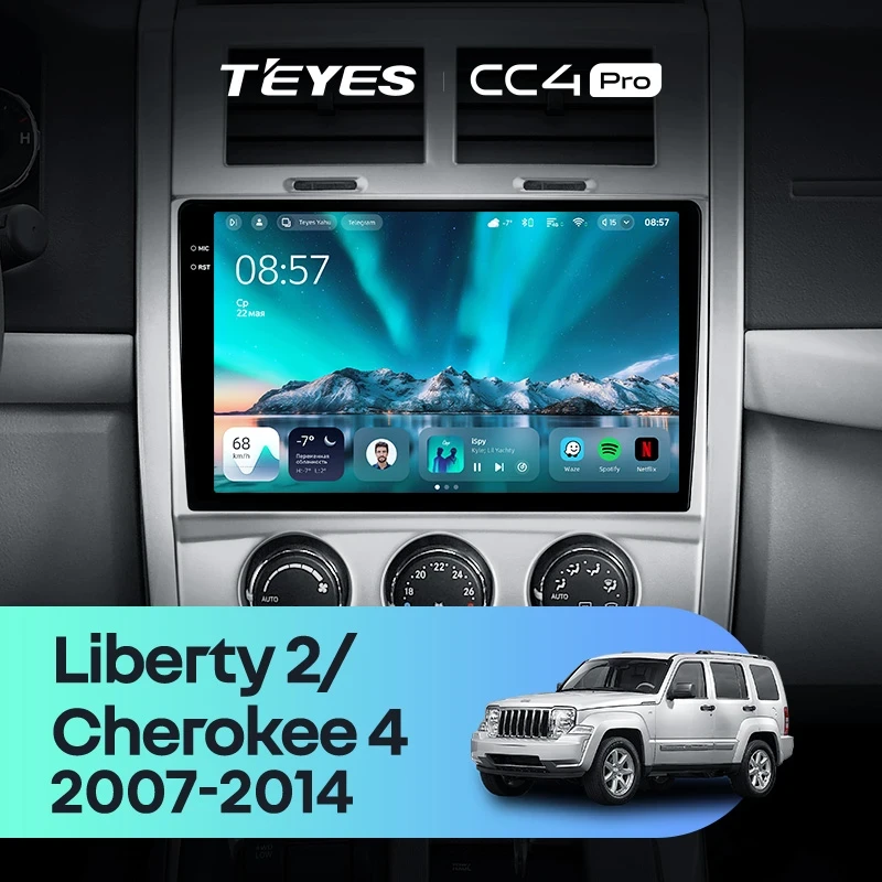 Штатная магнитола Teyes CC4 Pro 12/256 Cherokee 4 KK (2007-2014)