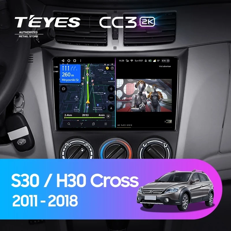 Штатная магнитола Teyes CC3 2K 6/128 Dongfeng S30 H30 Cross (2011-2018)