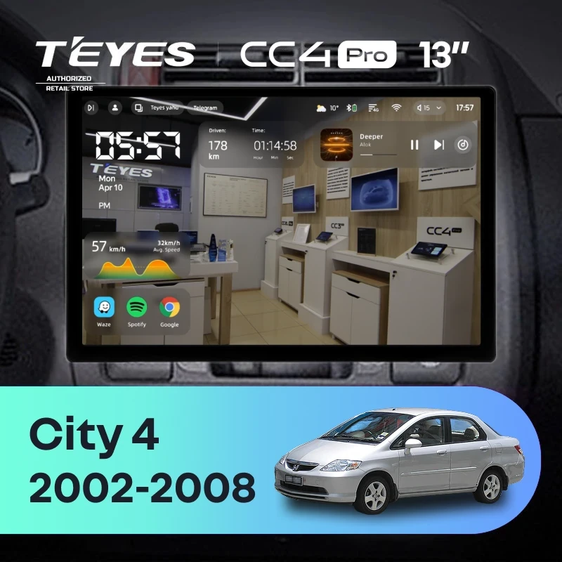 Штатная магнитола Teyes CC4 Pro 12/256 Honda City 4 (2002-2008) (13")