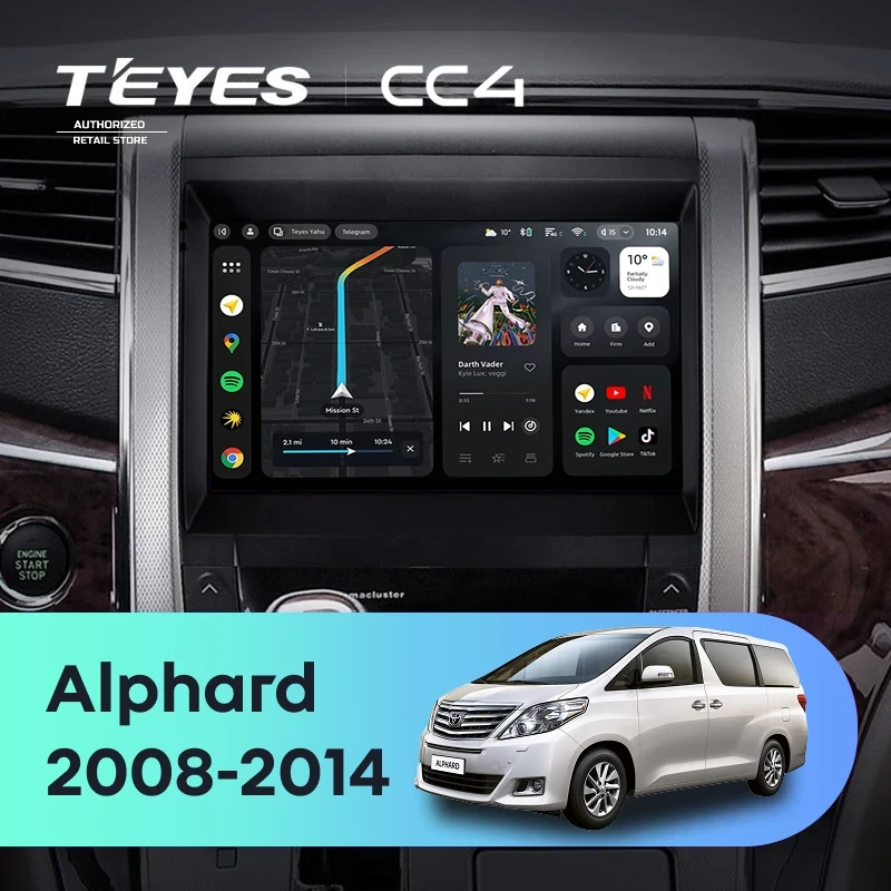 Штатная магнитола Teyes CC4 6/64 Toyota Alphard H20 (2008-2014)