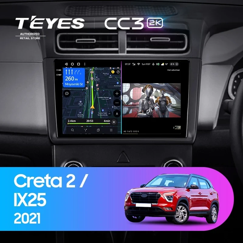 Штатная магнитола Teyes CC3 2K 4/32 Hyundai Creta 2 (2021-2022) (матовая) F1