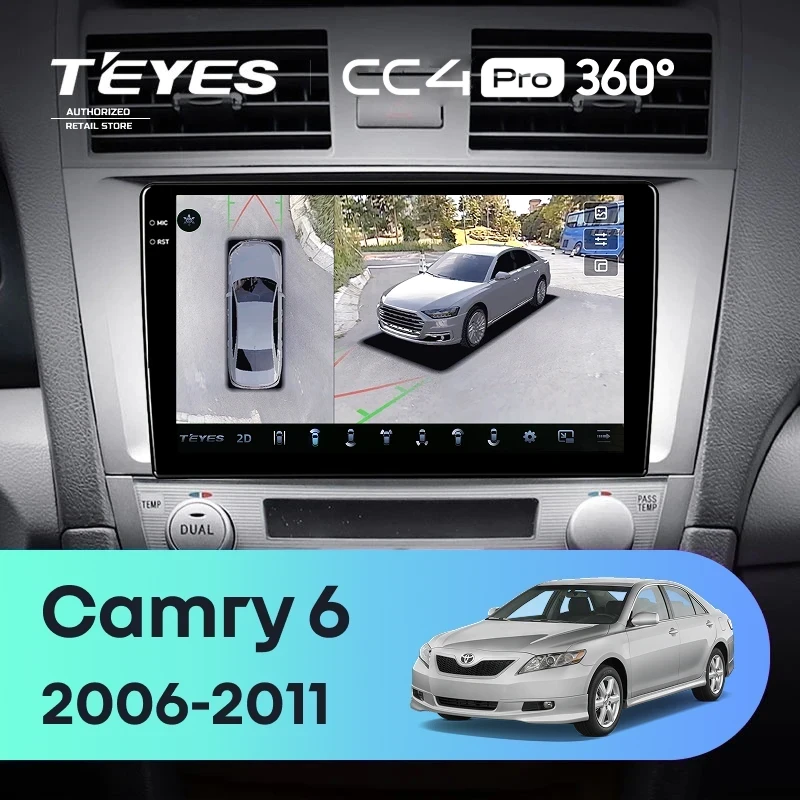 Штатная магнитола Teyes CC4 Pro 360 8/128 Toyota Camry 6 XV 40 (2006-2011) 10" F5