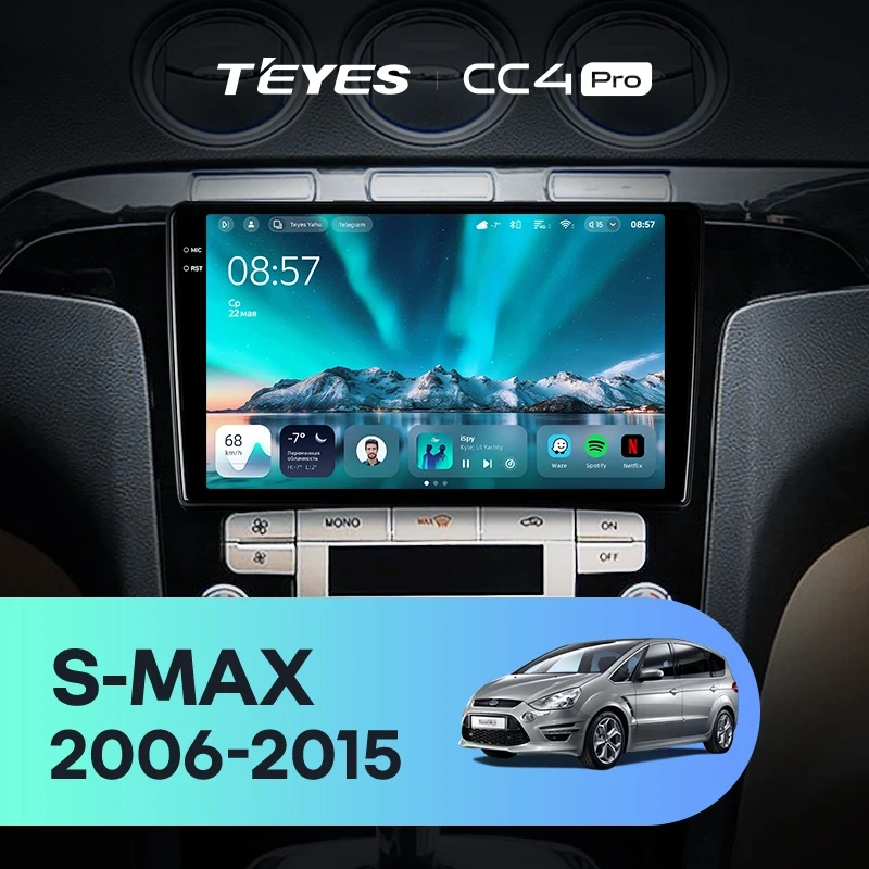 Штатная магнитола Teyes CC4 Pro 8/128 Ford S-MAX (2006-2015) F2