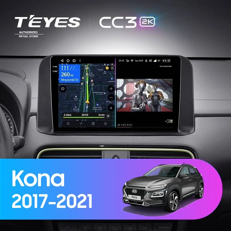 Штатная магнитола Teyes CC3 2K 6/128 Hyundai Kona (2017-2021)