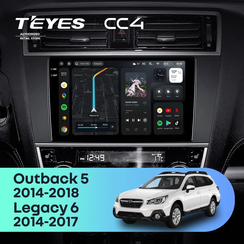 Штатная магнитола Teyes CC4 8/128 Subaru Outback 5 (2014-2018)
