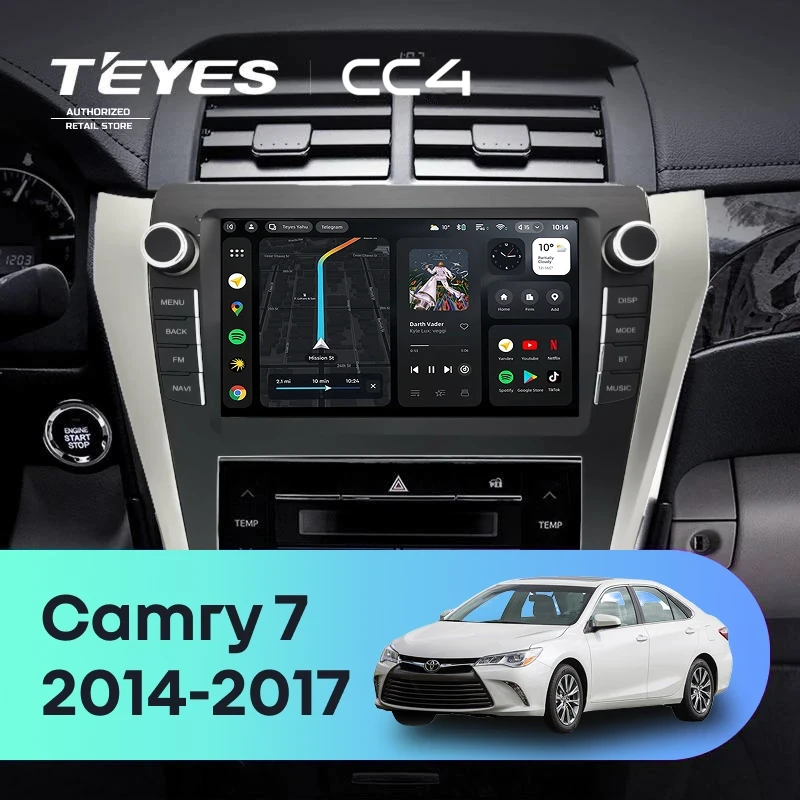 Штатная магнитола Teyes CC4 8/128 Toyota Camry 7 XV 50 55 (2014-2017) F3 с кнопками