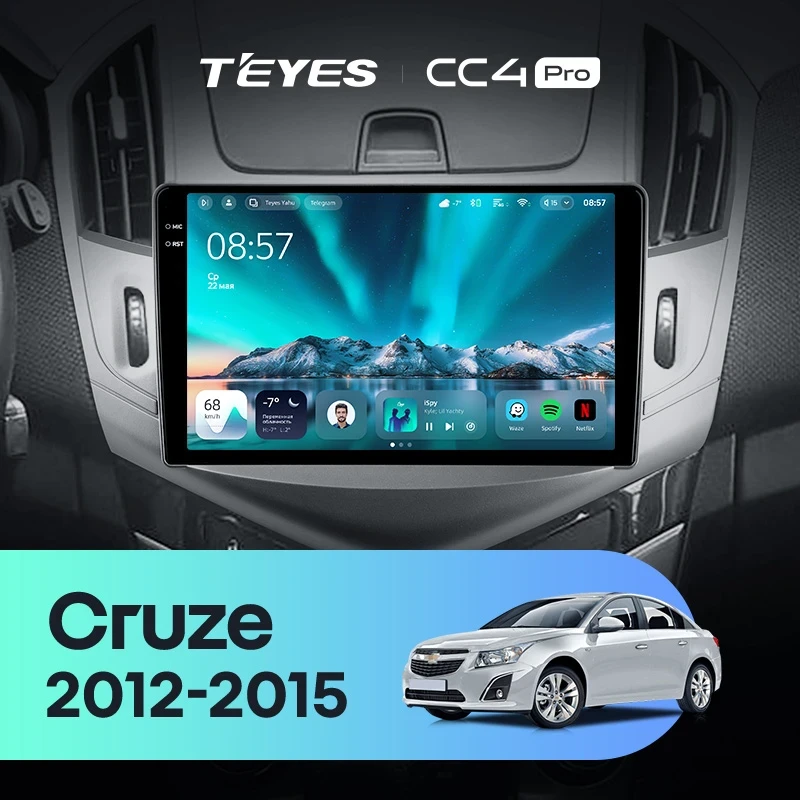 Штатная магнитола Teyes CC4 Pro 12/256 Chevrolet Cruze J300 J308 (2012-2015) F1