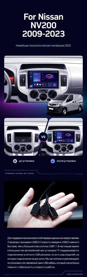 Штатная магнитола Teyes CC3 4/32 Nissan NV200 M20 (2009-2023) F1