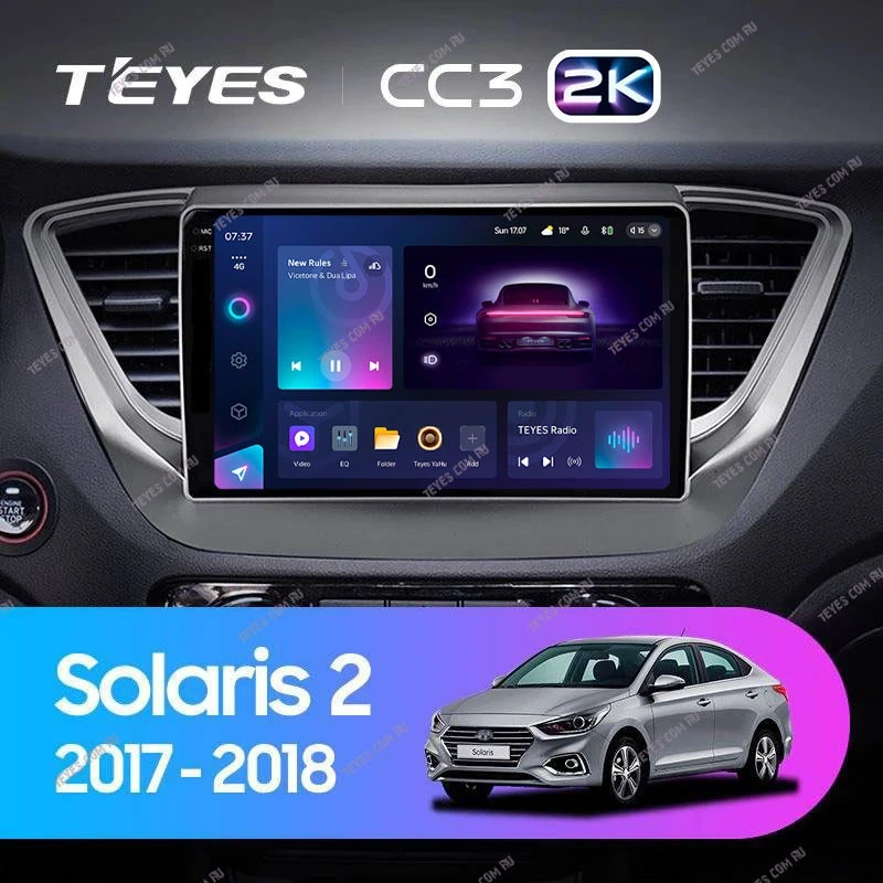 Штатная магнитола Teyes CC3 2K 360 6/128 Hyundai Solaris 2 (2017-2020) F1 Тип-A