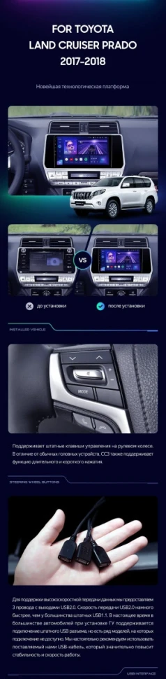 Штатная магнитола Teyes CC3 2K 4/32 Toyota Land Cruiser Prado 150 (2017-2021)