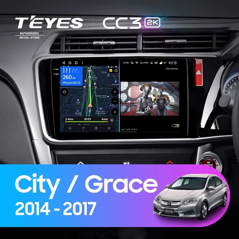 Штатная магнитола Teyes CC3 2K 4/32 Honda City (2014-2017) Тип-A Правый руль