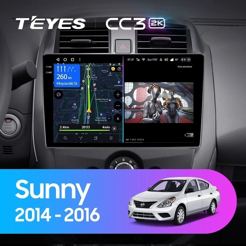 Штатная магнитола Teyes CC3 2K 4/64 Nissan Sunny (2014-2016)