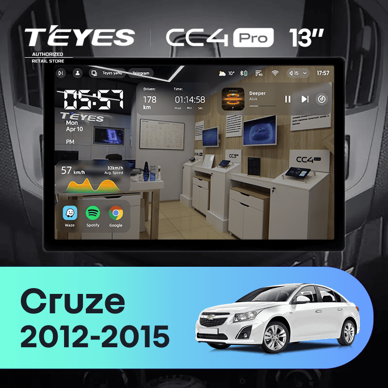 Штатная магнитола Teyes CC4 Pro 8/128 Chevrolet Cruze J300 J308 (2012-2015) F3 (13")