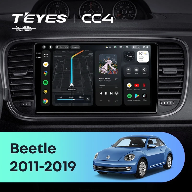 Штатная магнитола Teyes CC4 8/128 Volkswagen Beetle A5 (2011-2019) (10 inch Universal)
