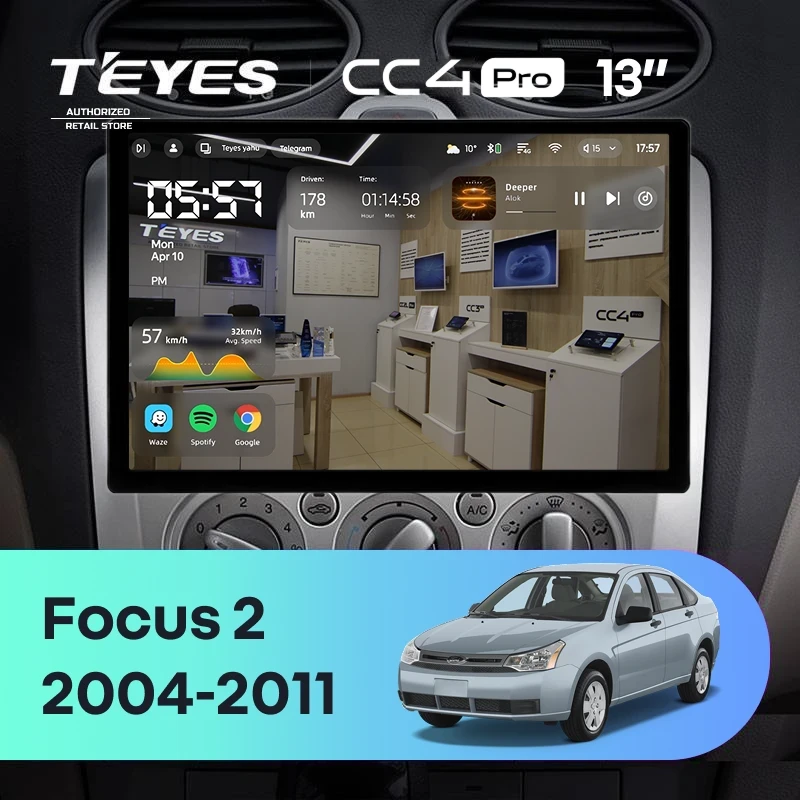 Штатная магнитола Teyes CC4 Pro 8/128 Ford Focus 2 Mk 2 (2004-2011) F1 (13")