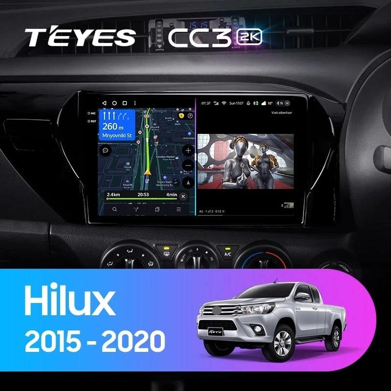 Штатная магнитола Teyes CC3 2K 6/128 Toyota Hilux Pick Up AN120 (2015-2020) Правый руль