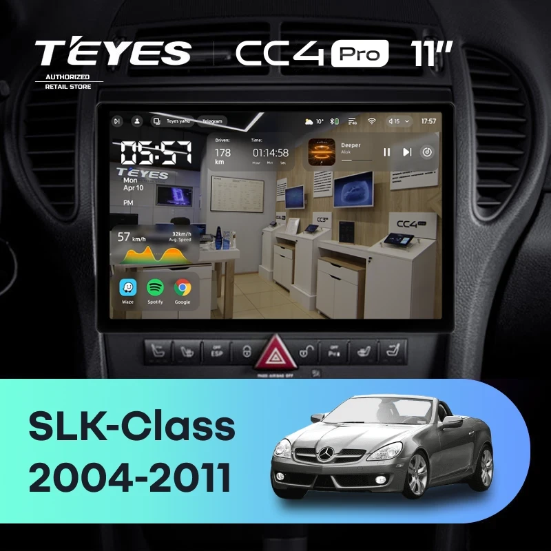 Штатная магнитола Teyes CC4 Pro 8/128 Mercedes-Benz SLK-Class R171 (2004-2011) (11")