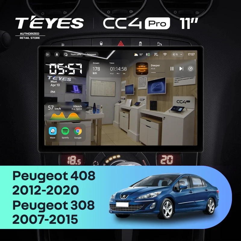 Штатная магнитола Teyes CC4 Pro 8/128 Peugeot 408 1 T7 (2012-2020) (11")