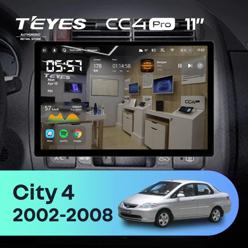 Штатная магнитола Teyes CC4 Pro 8/128 Honda City 4 (2002-2008) (11")