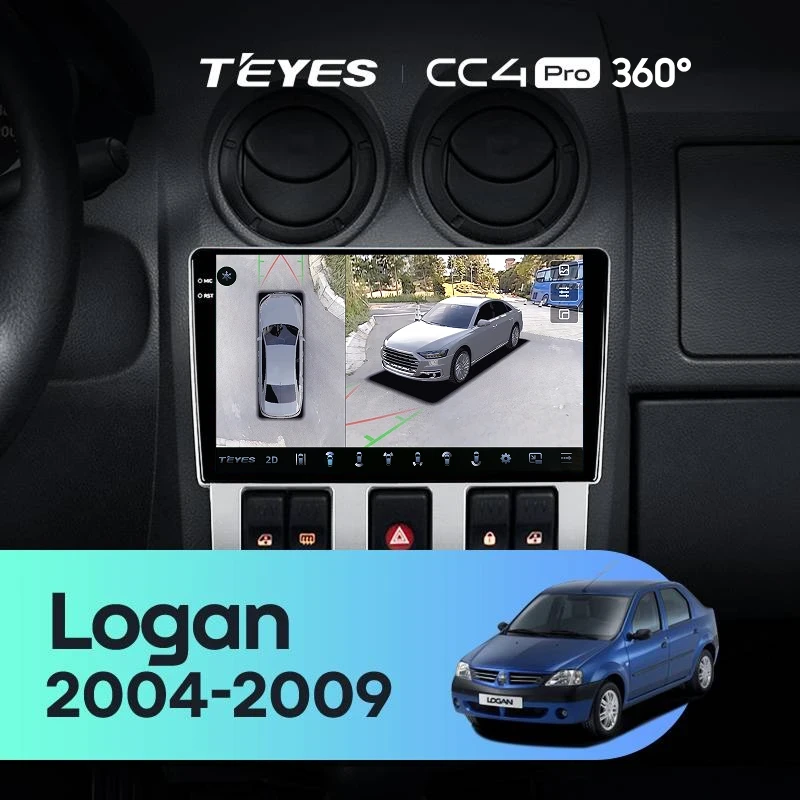 Штатная магнитола Teyes CC4 Pro 360 12/256 Renault Logan 1 (2004-2009)