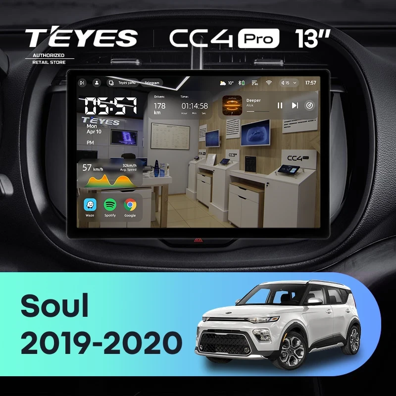 Штатная магнитола Teyes CC4 Pro 12/256 Kia Soul (2019-2020) (13")