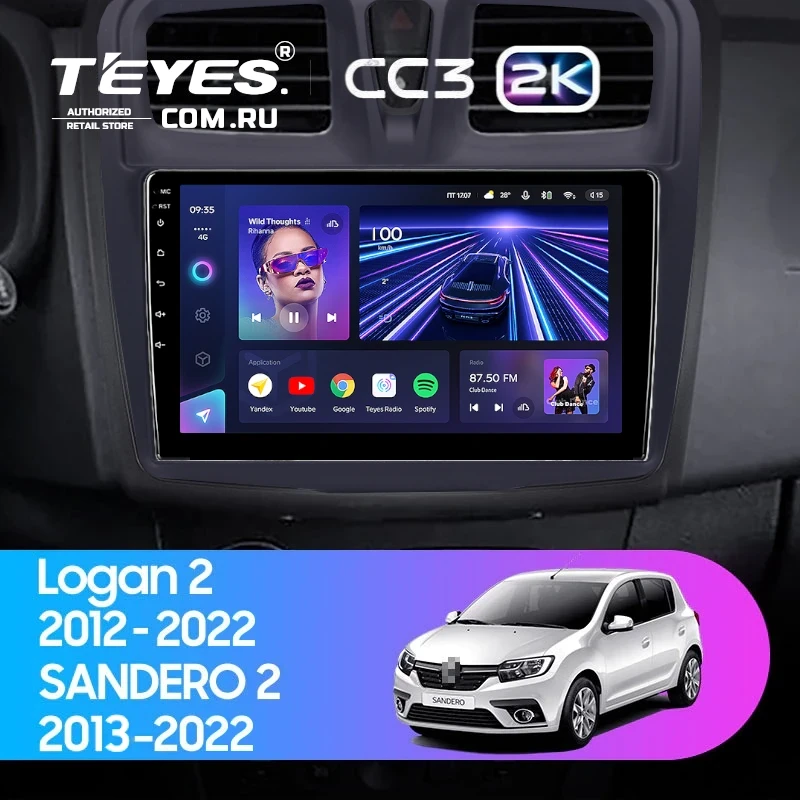 Штатная магнитола Teyes CC3 2K 6/128 Renault Logan 2 (2012-2022) F1 (10")