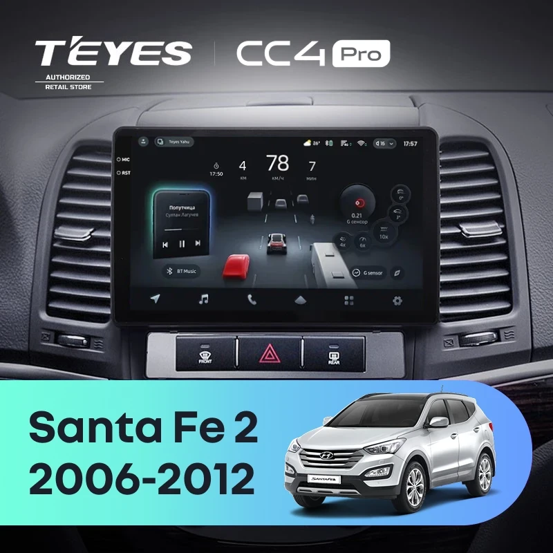 Штатная магнитола Teyes CC4 Pro 8/128 Hyundai Santa Fe 2 (2006-2012)