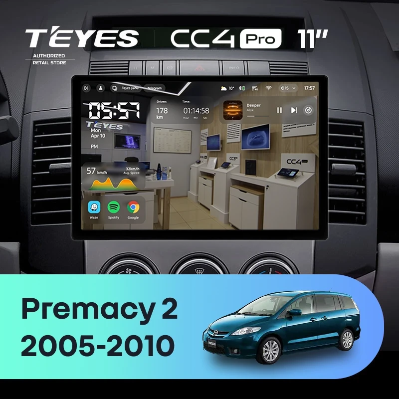 Штатная магнитола Teyes CC4 Pro 12/256 Mazda Premacy 2 (2005-2010) (11")