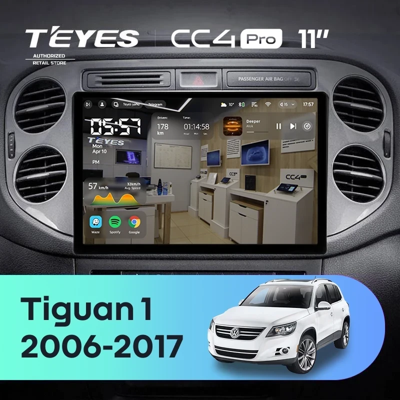 Штатная магнитола Teyes CC4 Pro 12/256 Volkswagen Tiguan 1 NF (2006-2017) F2 (11")