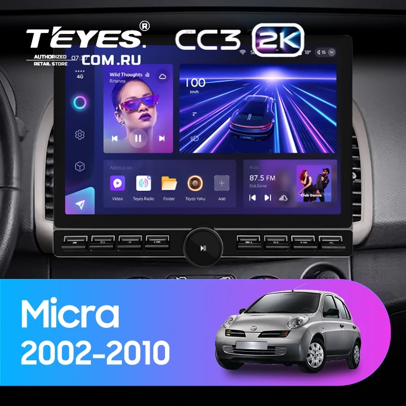 Штатная магнитола Teyes CC3 2K 6/128 Nissan Micra K12 (2002-2010) (13" с кнопками)