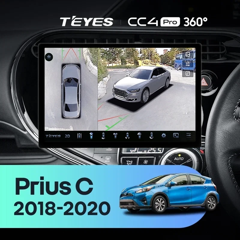 Штатная магнитола Teyes CC4 Pro 360 12/256 Toyota Prius C (2018-2020) Правый руль (13")