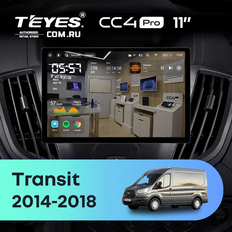 Штатная магнитола Teyes CC4 Pro 12/256 Ford Transit Van L3H2 (2014-2018) (11")