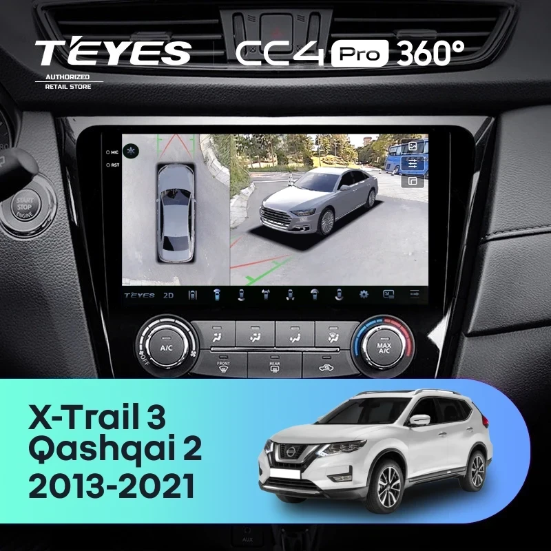 Штатная магнитола Teyes CC4 Pro 360 12/256 Nissan Qashqai 2 (2013-2021) F2 климат контроль Тип-C