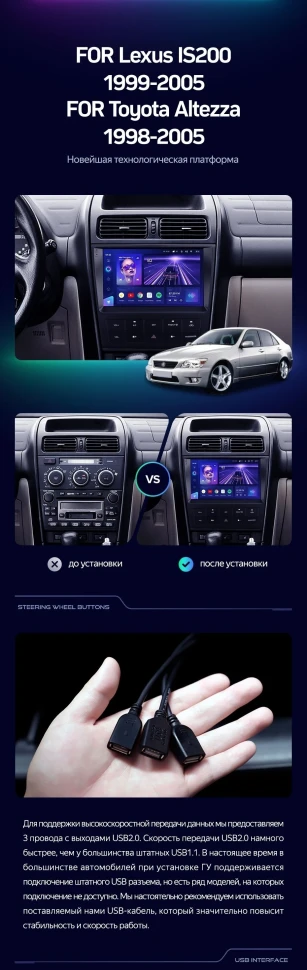 Штатная магнитола Teyes CC3 2K 6/128 Toyota Altezza XE10 (1998-2005)