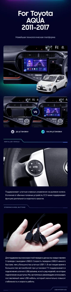 Штатная магнитола Teyes CC3 4/32 Toyota Aqua (2011-2017)