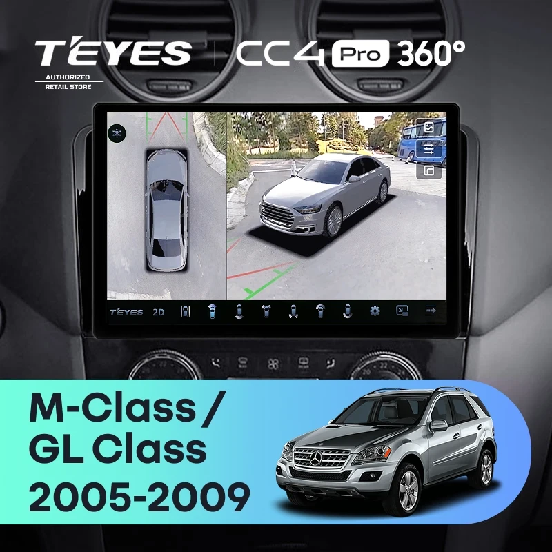 Штатная магнитола Teyes CC4 Pro 360 8/128 Mercedes-Benz ML-Class (2005-2009) F1 (13")