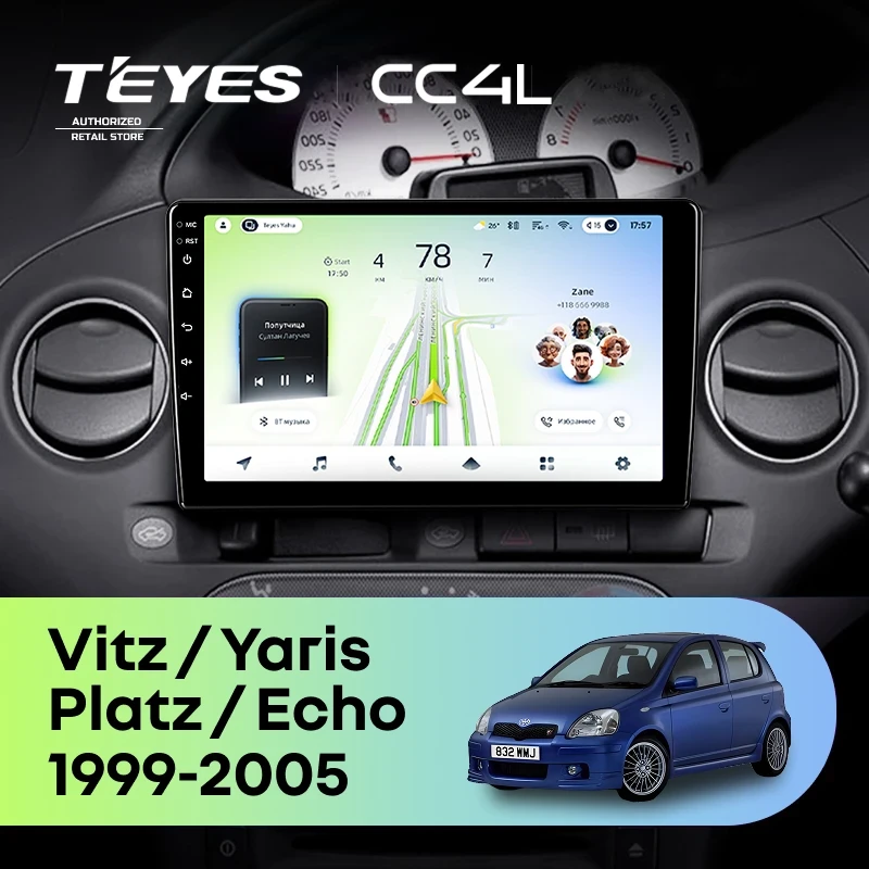 Штатная магнитола Teyes CC4L 4/64 Toyota Vitz XP10 (1999-2005) F2