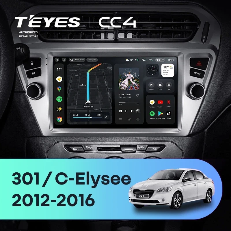Штатная магнитола Teyes CC4 6/64 Peugeot 301 (2012-2016) F1