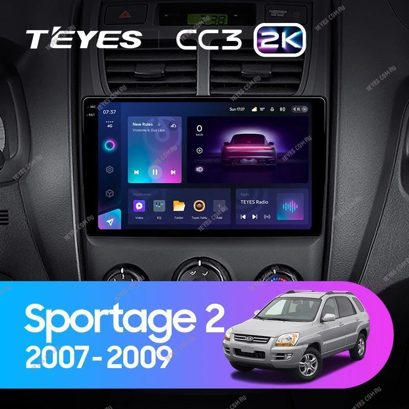 Штатная магнитола Teyes CC3 2K 360 6/128 Kia Sportage 2 (2007-2009)