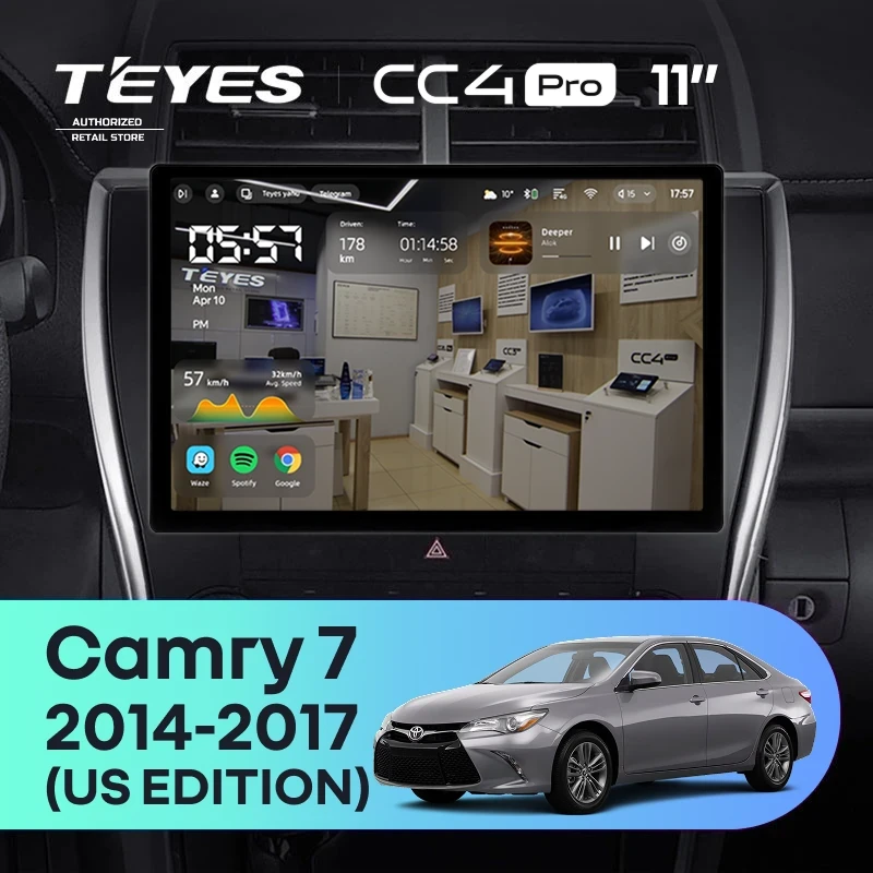 Штатная магнитола Teyes CC4 Pro 12/256 Toyota Camry 7 XV 50 55 (2014-2017) (North America) F5 (11")