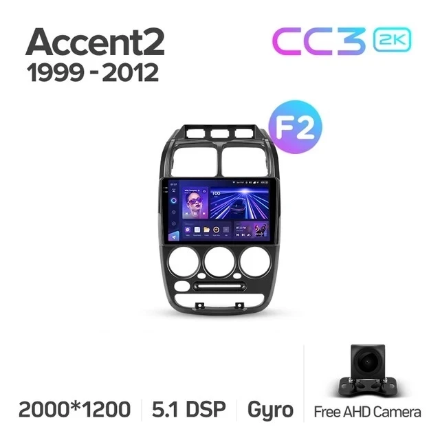 Штатная магнитола Teyes CC3 2K 360 6/128 Hyundai Accent II LC2 (1999-2012) F2