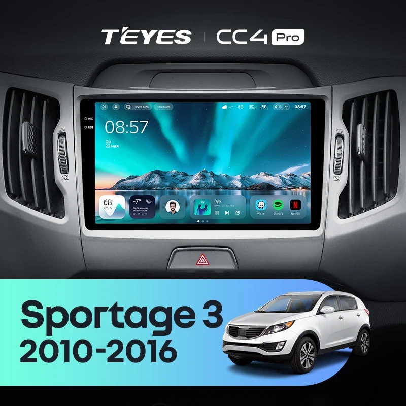 Штатная магнитола Teyes CC4 Pro 12/256 Kia Sportage 3 SL (2010-2016) Тип-A