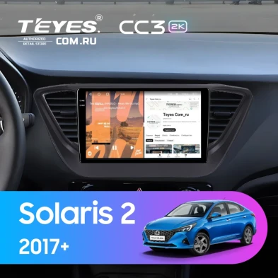 Штатная магнитола Teyes CC3 2K 4/32 Hyundai Solaris 2 (2017-2020) F2 (черный матовый) Тип-B