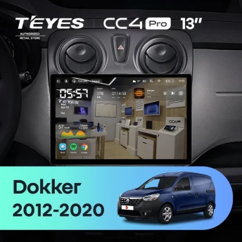 Штатная магнитола Teyes CC4 Pro 8/128 Renault Dokker (2012-2020) (13")