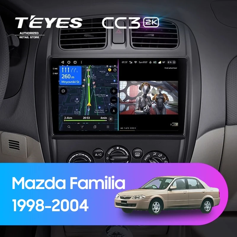Штатная магнитола Teyes CC3 2K 4/64 Mazda Familia (BJ) (1998-2004)