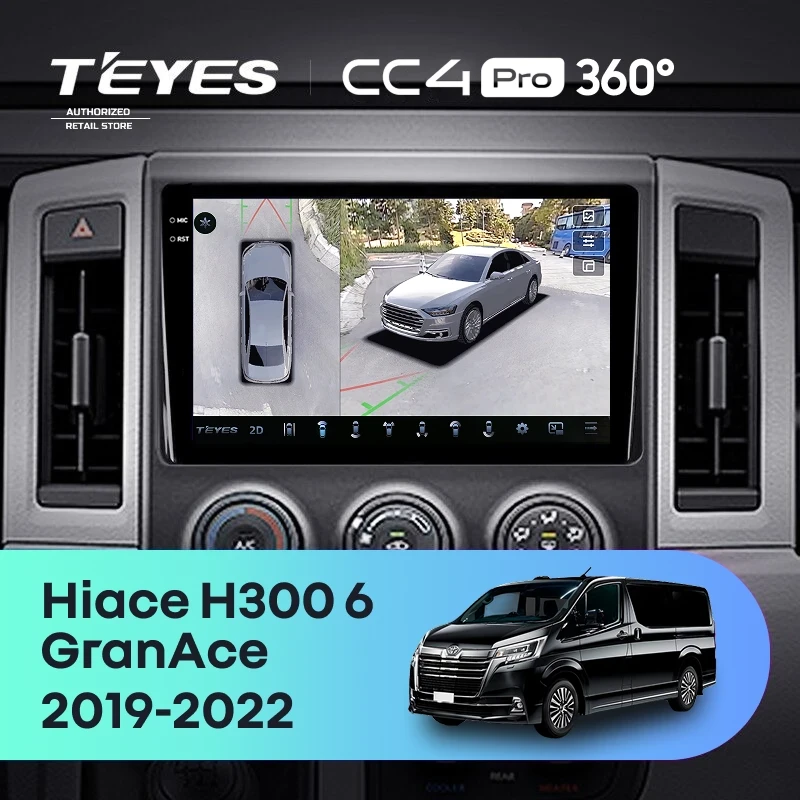 Штатная магнитола Teyes CC4 Pro 360 12/256 Toyota Hiace H300 VI (2019-2022) Тип-A