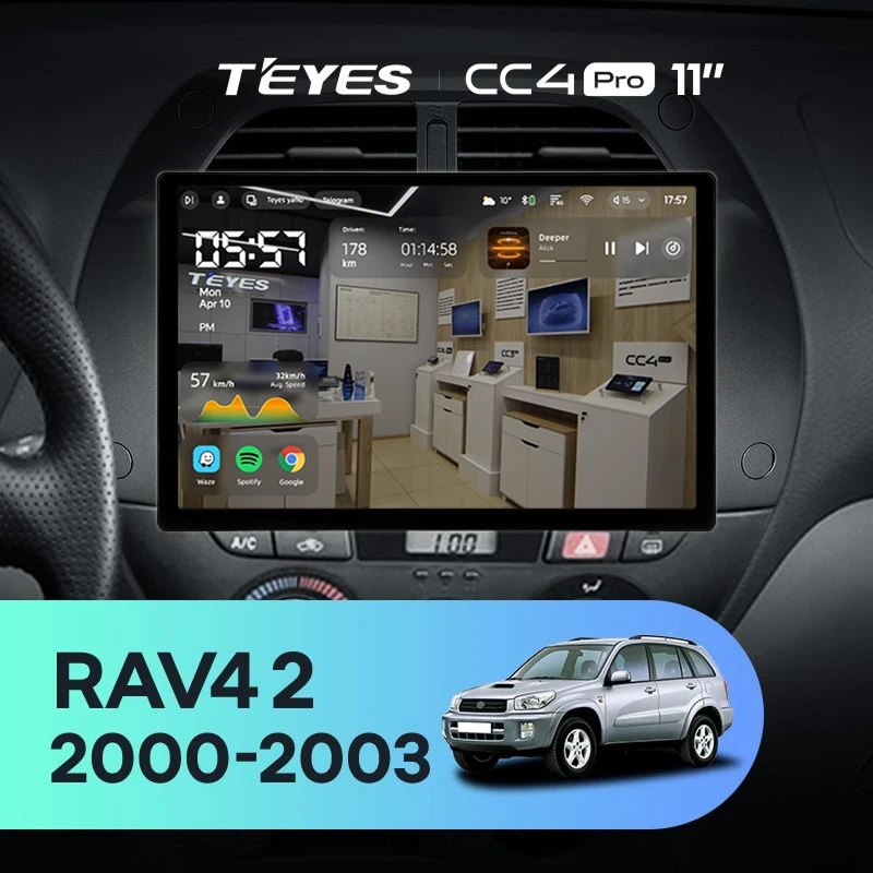 Штатная магнитола Teyes CC4 Pro 12/256 Toyota RAV4 2 CA20 (2000-2003) F3 (11")