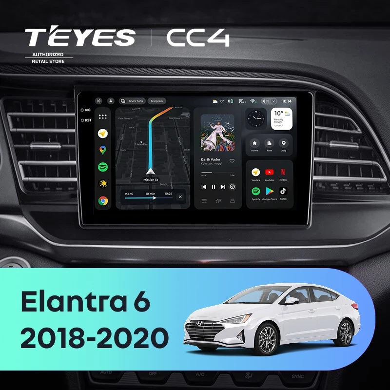 Штатная магнитола Teyes CC4 8/128 Hyundai Elantra 6 (2018-2020) Тип-B