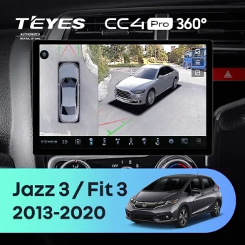 Штатная магнитола Teyes CC4 Pro 360 12/256 Honda Jazz 3 (2015-2020) Тип-A Правый руль (13")
